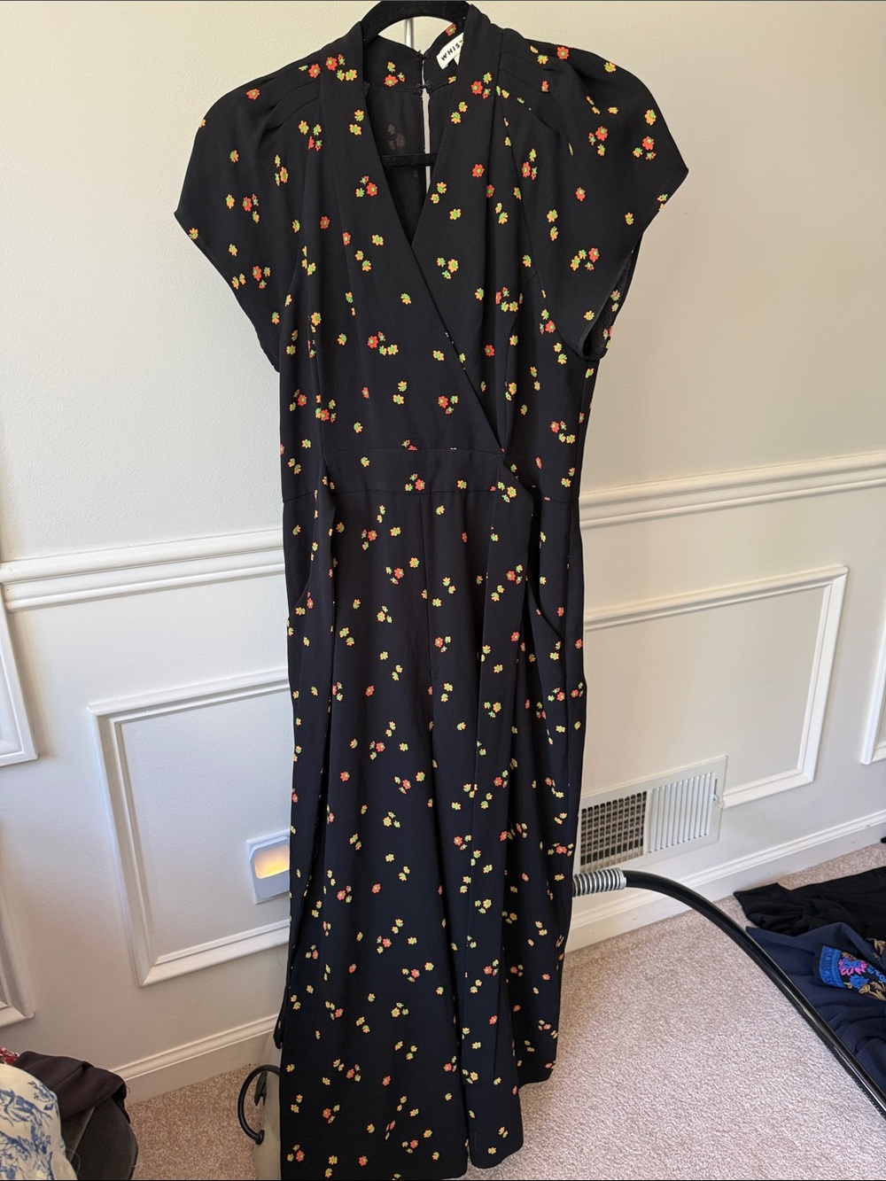 Whistles Black Floral Wrap Maxi Dress